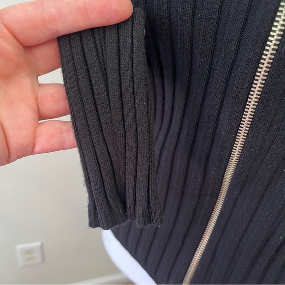 No Boundaries Black Zip up Cardigan Lightweight Ribbed Sweater Jacket - Picture 6 of 7